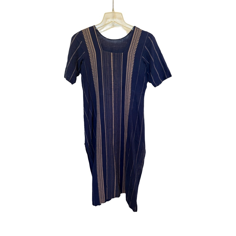 Vintage Navy Blue Striped Tunic Dress